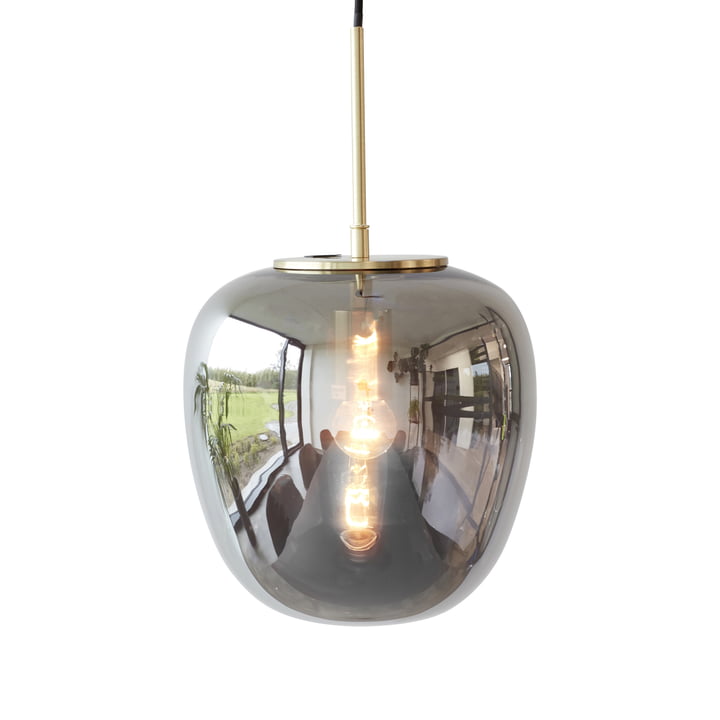 La lampe à suspension en verre de Hübsch Interior en miroir / laiton, Ø 30 cm, H 36 cm