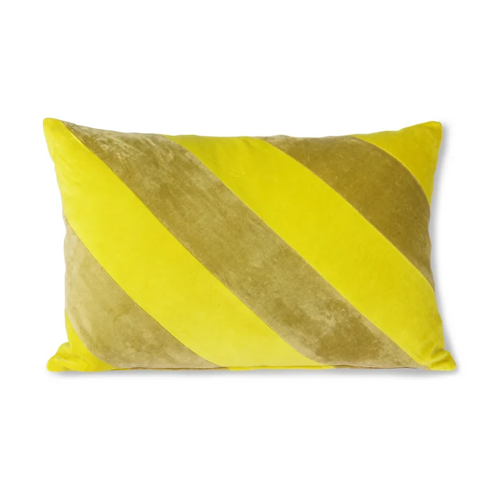 Striped Coussin en velours de HKliving dans la version jaune / verte