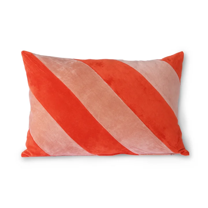 Striped Coussin en velours de HKliving dans la version rouge / rose