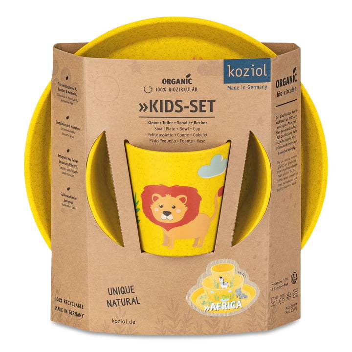 Connect Set de vaisselle pour enfants Africa, organic yellow (set de 3) de Koziol