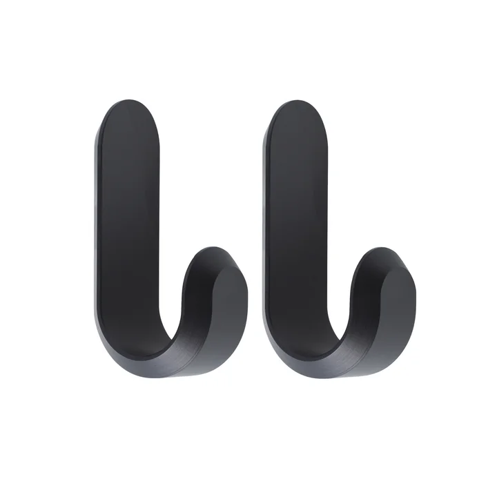 Curve Crochet mural Mini, noir mat (set de 2) de Normann Copenhagen
