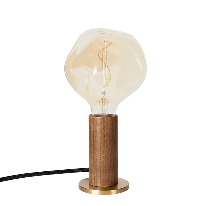 Noyer Knuckle Lampe de table, noyer / laiton, y compris Voronoi I LED ampoule E27 2W, Ø 12,5 cm, gris transparent par Tala .