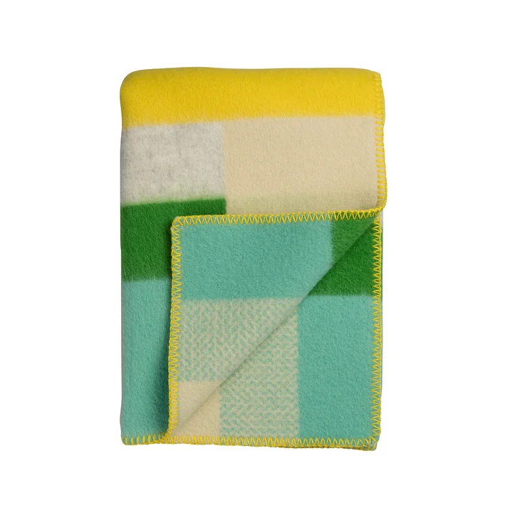 Mikkel Couverture en laine, 135 x 200 cm, jaune / beige de Røros Tweed