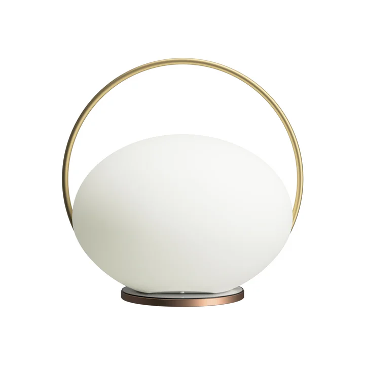 Orbit Lampe de table LED à accu, Ø 19,5 cm, blanc / laiton de Umage