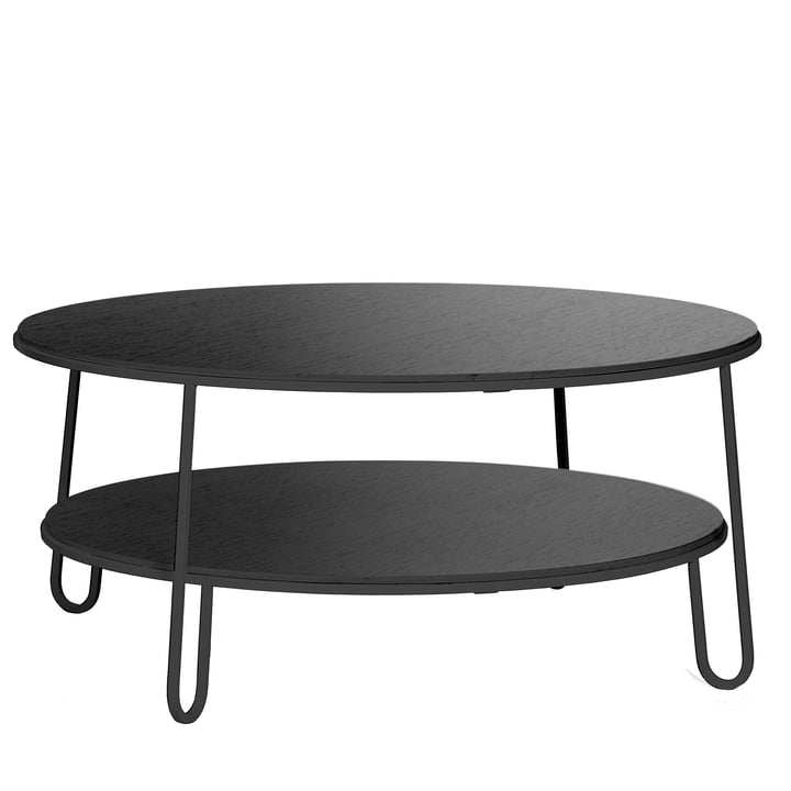 Eugénie Table basse ∅ 90 cm, laqué noir, métal noir de Hartô