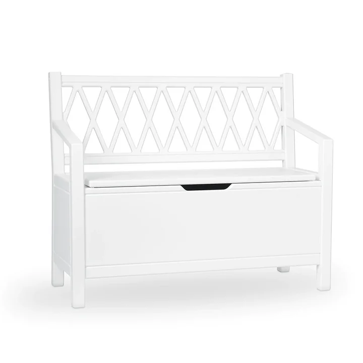 Harlequin Banc pour enfants avec rangement de couleur blanche