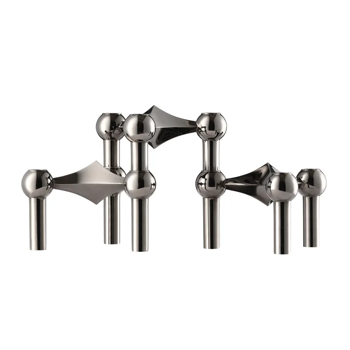 Porte-bougies, set de 3, noir / chrome de Stoff Nagel