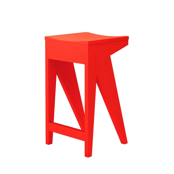 Schulz Tabouret de bar de OUT Objekte unserer Tage dans la version H 65 cm, rouge vif