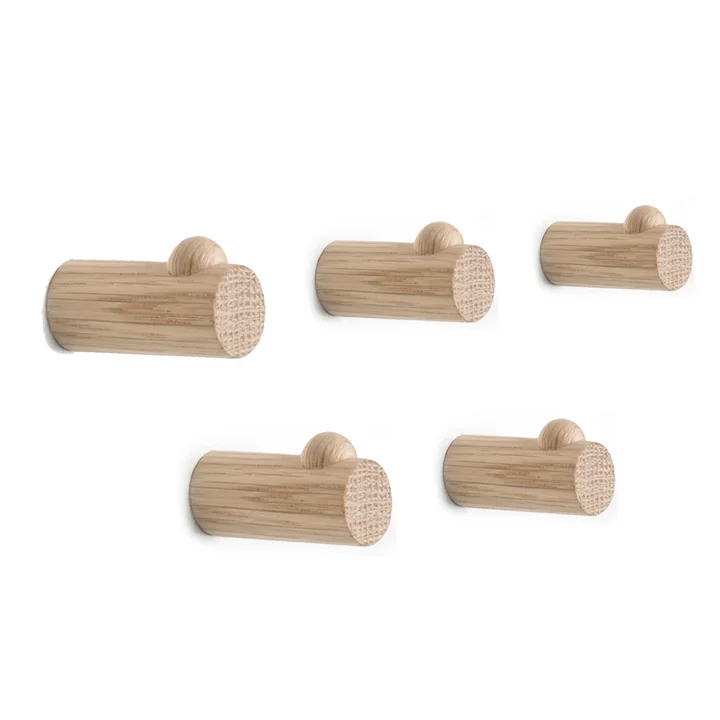Hang Crochet mural, Ø 18 mm, chêne (set de 5) de applicata