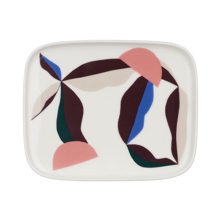 Oiva Berry Plateau de service, 15 x 12 cm, blanc / bleu / powder / dark wine de Marimekko