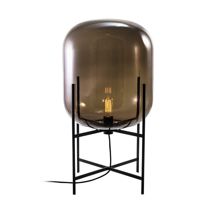 Pulpo - Lampe Oda moyenne, gris fumée / base noire