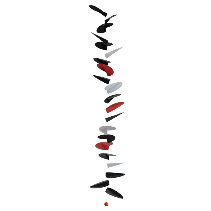 Turning Leaves Mobile, large, noir / blanc / rouge de Flensted Mobiles