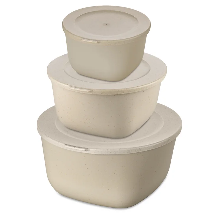 Connect Set de boîtes à provisions Stockholm, 4 l,2 l, 1 l, nature desert sand (set de 3) de Koziol