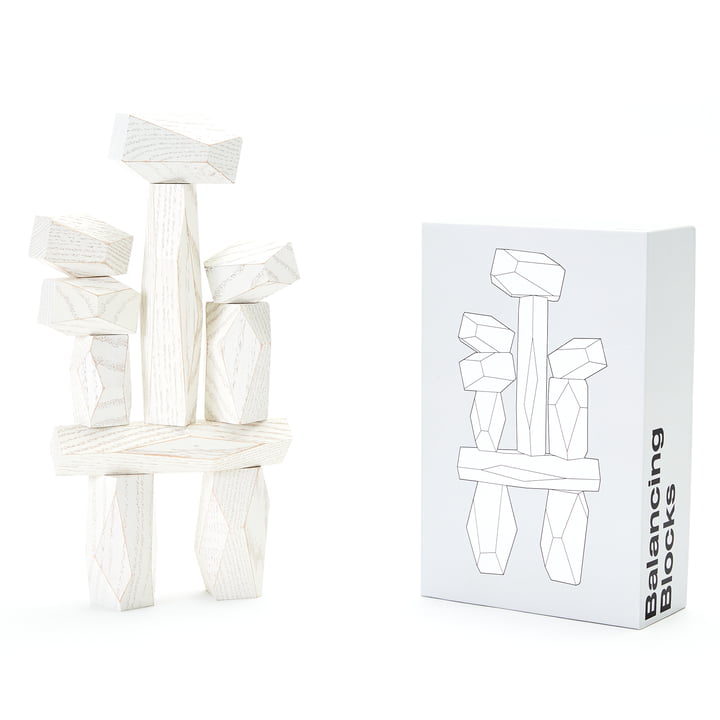 Balancing Blocks cubes en bois, blanc de Areaware