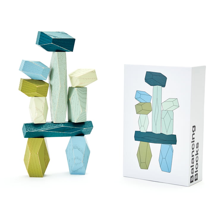 Balancing Blocks cubes en bois, bleu océan de Areaware