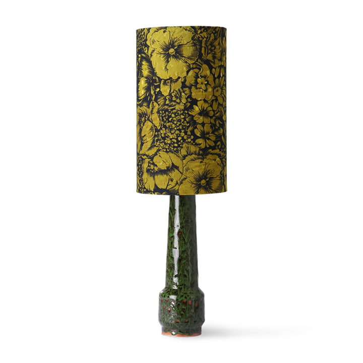 Retro Pied de lampe de table, H 45 cm, lava green + DORIS Vintage Abat-jour, Ø 22 cm, floral de HKliving