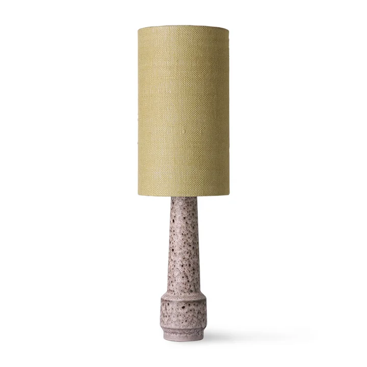 Retro Pied de lampe de table, H 45 cm, marron + abat-jour jute, Ø 22 cm, jade green de HKliving