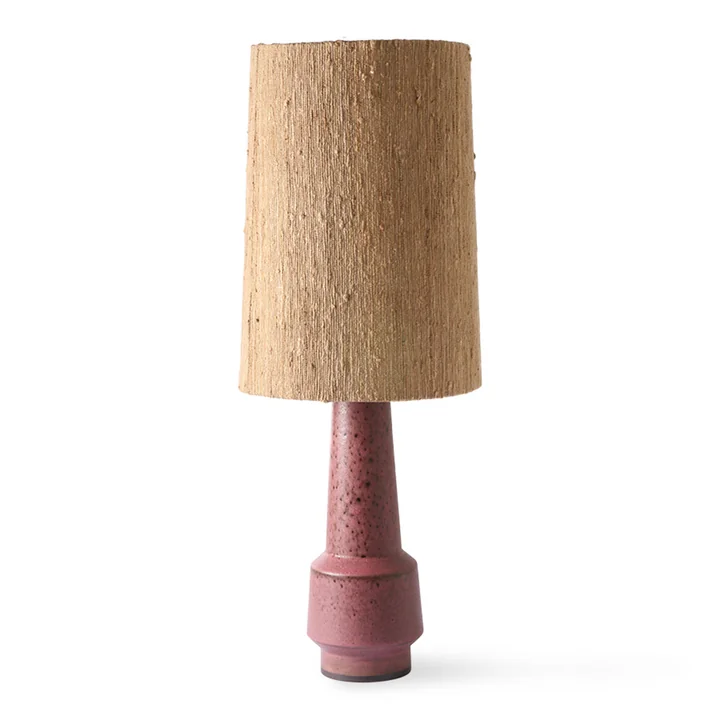 Retro Pied de lampe de table, H 48 cm, purple + abat-jour soie, Ø 32 cm, marron de HKliving
