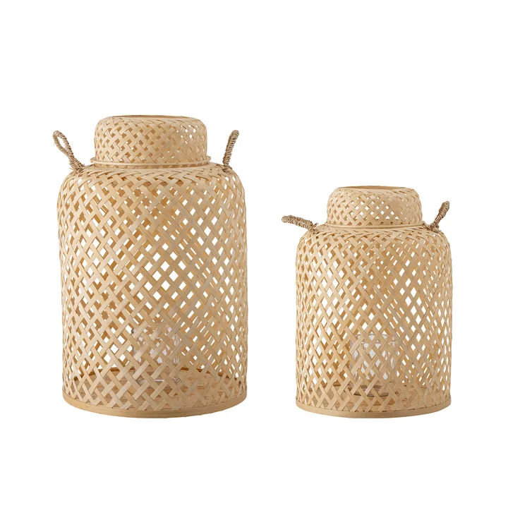 Madlin Lanterne avec verre de Bloomingville en naturel (set de 2)