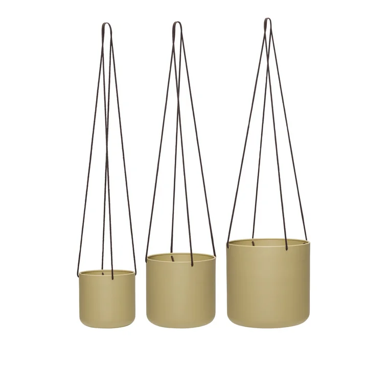 Bloom pots suspendus, Large, beige (set de 3) de Hübsch Interior