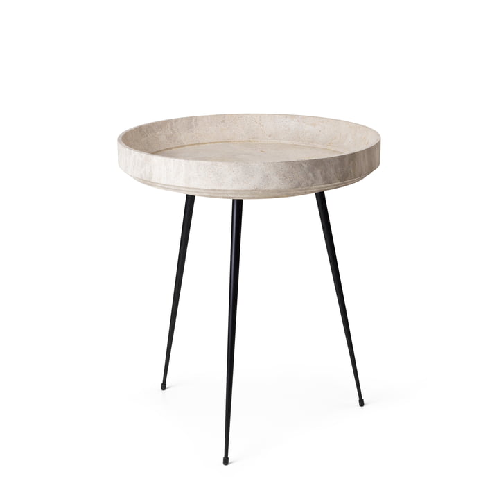 Bowl Table medium, Ø 46 x H 52 cm, gris (Wood Waste Edition) de Mater