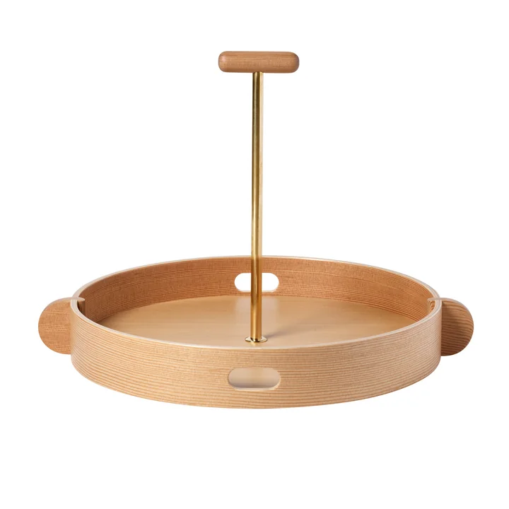 JH Plateau de service Ø 38 cm, pin oregon / laiton de Fritz Hansen