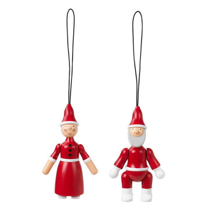 Père Noël & Mère Noël ornements en bois de Kay Bojesen dans la version rouge / blanc