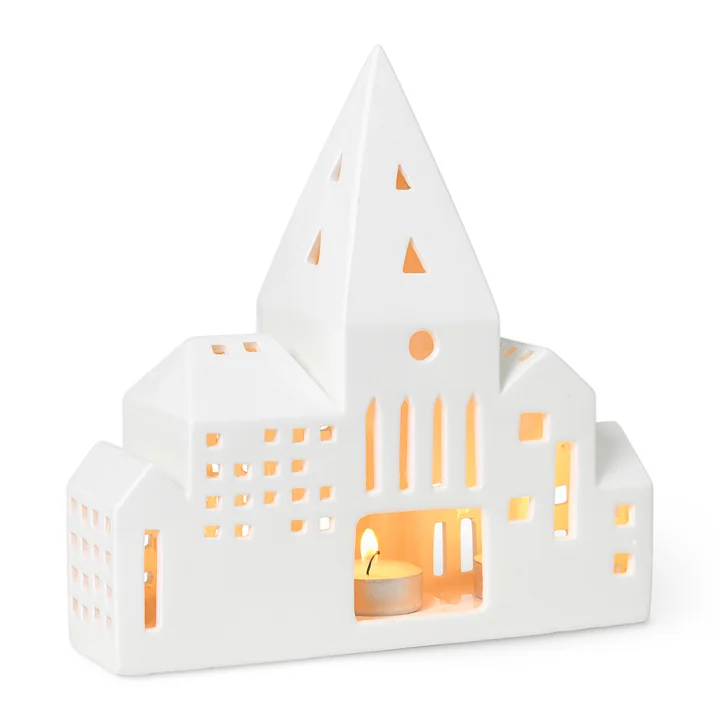 Urbania Maison pour bougies à chauffe-plat de Kähler Design dans la version maison lumineuse City