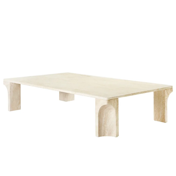 Doric Table basse de Gubi dans la version neutral white Travertin