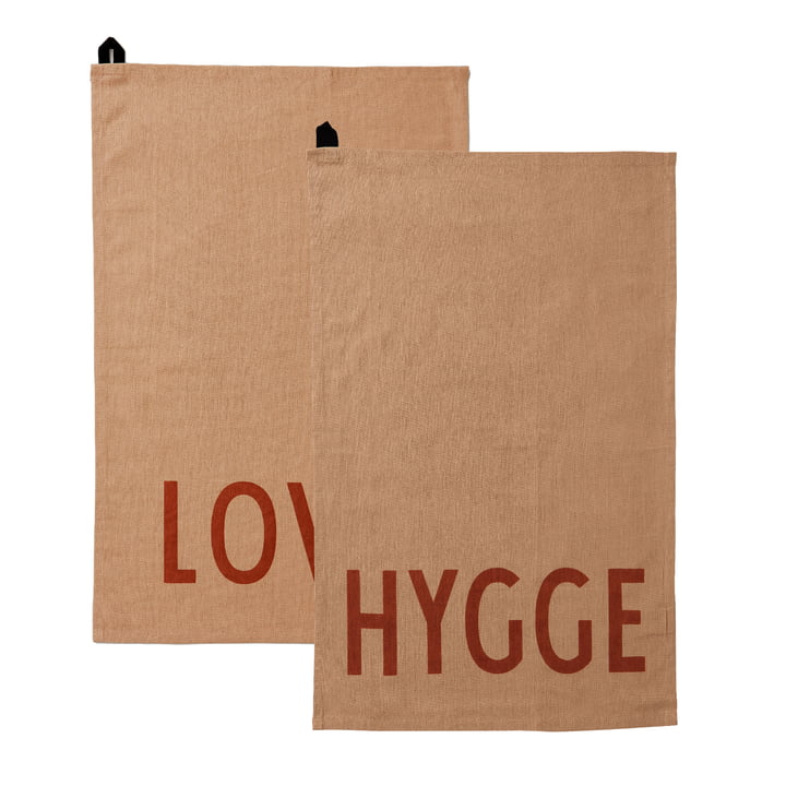 Favourite Torchon, Love / Hygge, beige (set de 2) de Design Letters