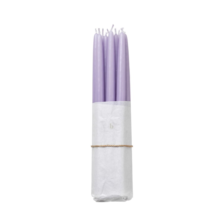 Tapers Bougies pointues trempées, Ø 1,2 cm, orchid light purple (set de 10) de Broste Copenhagen