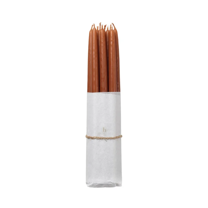 Tapers Bougies pointues trempées, Ø 1,2 cm, terracotta (set de 10) de Broste Copenhagen