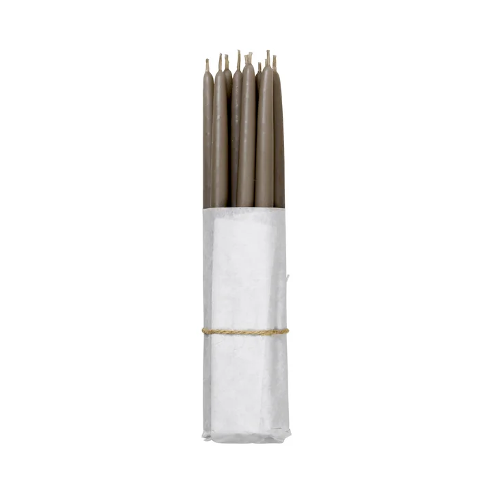 Tapers Bougies pointues trempées, Ø 1,2 cm, lin (set de 10) de Broste Copenhagen