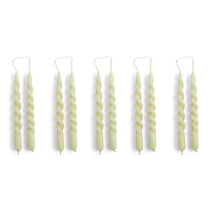 Spiral Mini bougies, H 14 cm, vert clair (set de 10) de HAY