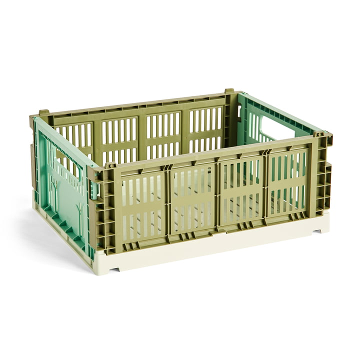 Colour Crate Mix M, 34,5 x 26,5 cm, olive / dark mint , recycled de Hay