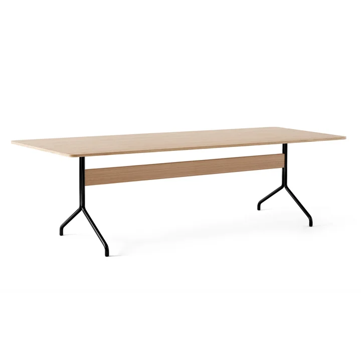 Pavilion Dining Table de salle à manger AV24, 250 x 110 cm, chêne laqué transparent / piétement noir de & Tradition