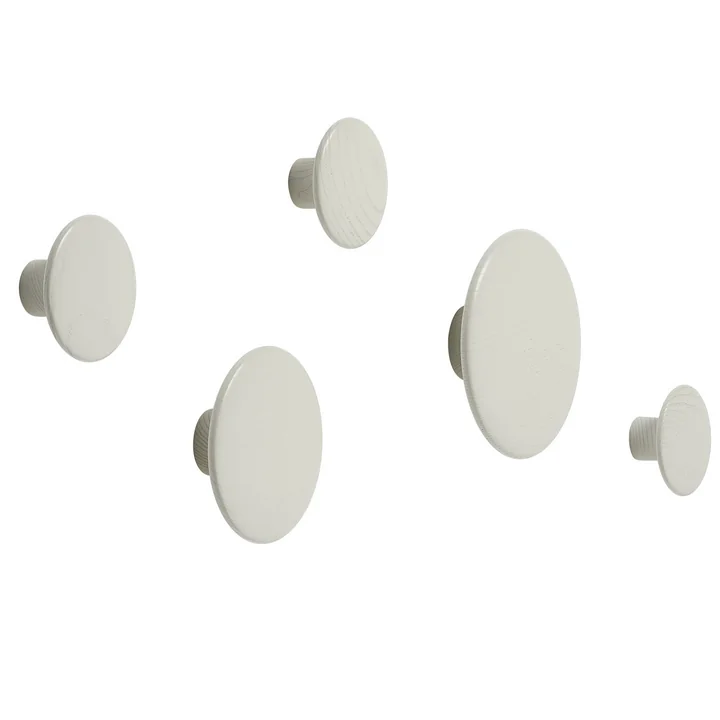 Crochets muraux " The Dots ", set de 5, blanc cassé de Muuto