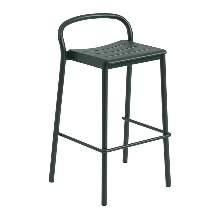 Linear Steel Tabouret de bar Outdoor, SH 75 cm, vert foncé de Muuto