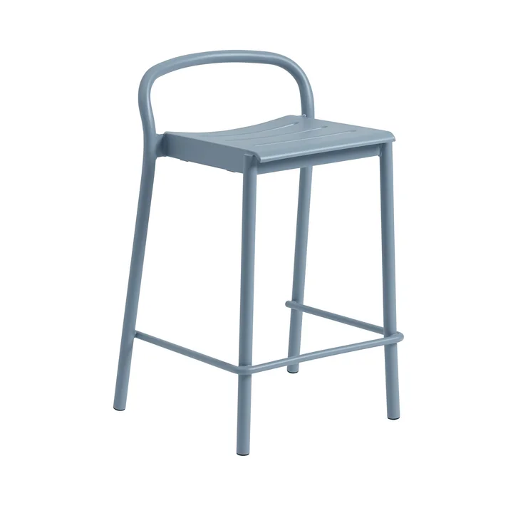 Linear Steel Tabouret de bar Outdoor, SH 65 cm, bleu clair de Muuto