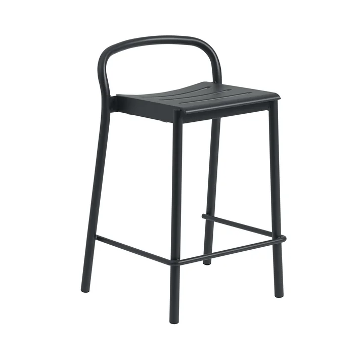 Linear Steel Tabouret de bar Outdoor, SH 65 cm, noir de Muuto