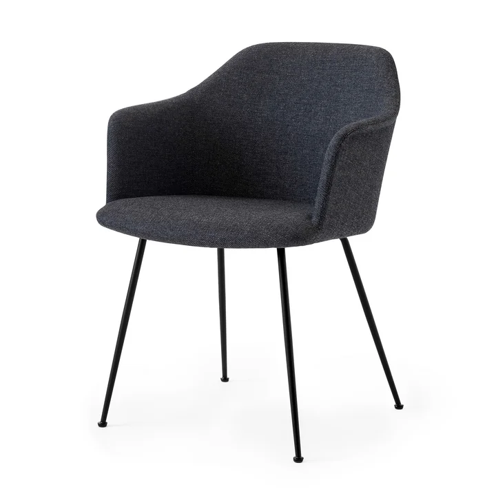 Rely HW35 Chaise avec accoudoirs, noir / Kvadrat Re-Wool 198 de & Tradition