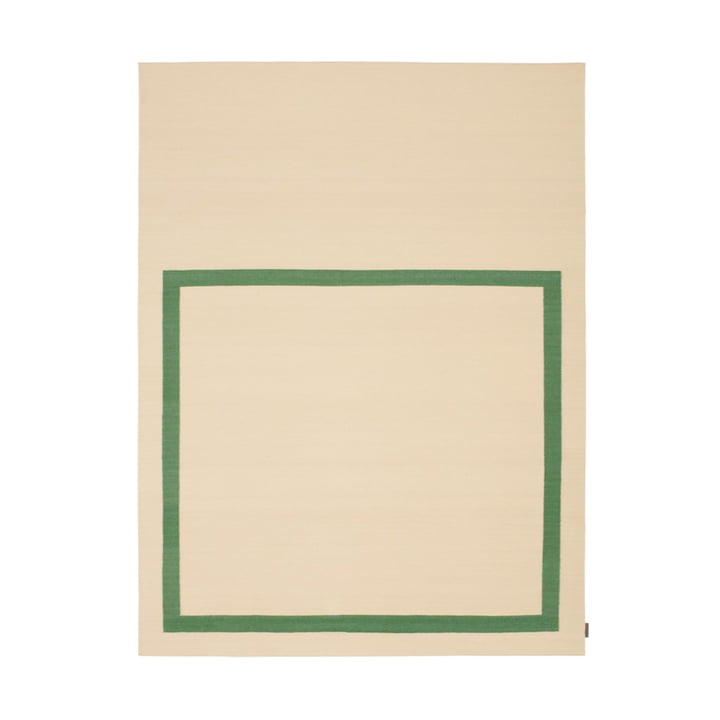 Kelim Untitled_AB12 Tapis, 180 x 240 cm, vert / beige (0014 Grass Green) de Kvadrat