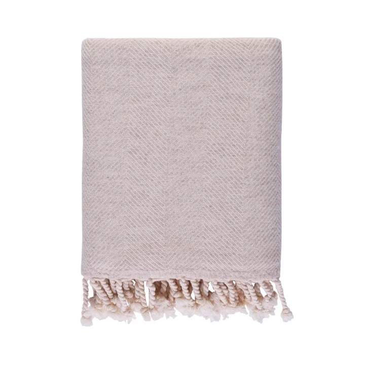 Herringbone Couverture en laine de Studio Zondag dans la version beige