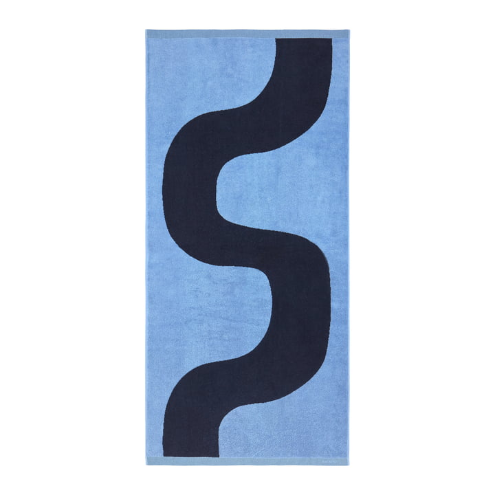 Serviette de bain Seireeni 70 x 150 cm, bleu clair / bleu foncé de Marimekko