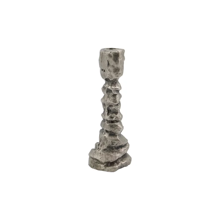 Bougeoir en raku, H 20 cm, argent antique de House Doctor