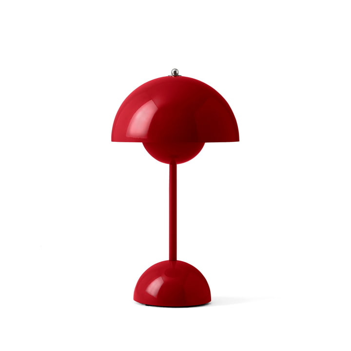 & Tradition - Flowerpot Lampe de table rechargeable VP9 avec câble de recharge magnétique, vermillon brillant