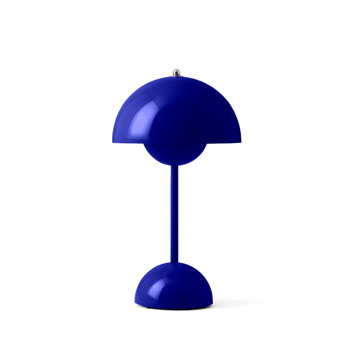& Tradition - Flowerpot Lampe de table rechargeable VP9 avec câble de recharge magnétique, bleu cobalt brillant