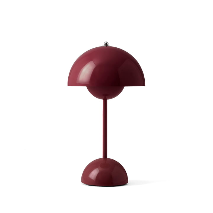 & Tradition - Flowerpot Lampe de table rechargeable VP9 avec câble de recharge magnétique, prune foncée brillante
