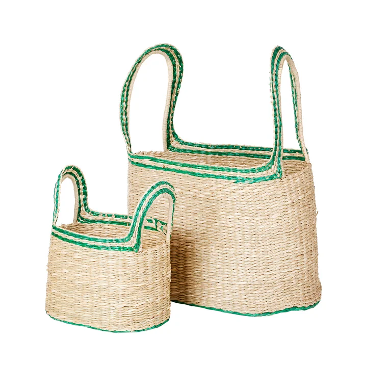 Lykke Panier de Broste Copenhagen dans la version natural / jelly green (set de 2)