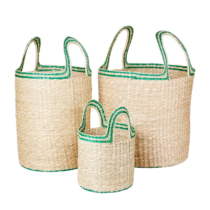 Lykke Panier de Broste Copenhagen dans la version natural / jelly green (set de 3)
